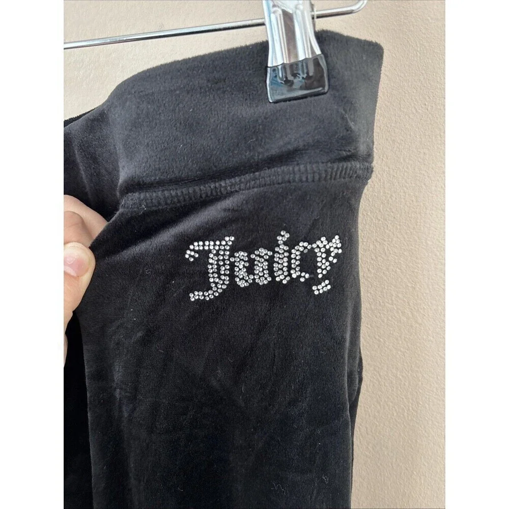 Juicy Couture Women’s XXL Black Velvet Rhinestone Logo Sweatpants